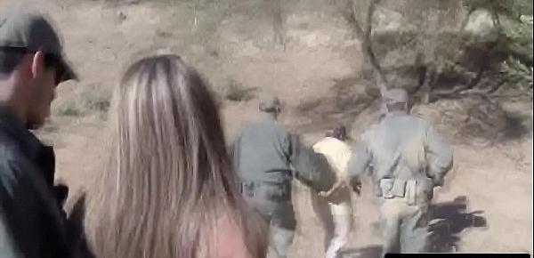  Magnificent blonde bitch slammed hard at the border by patrol guy
